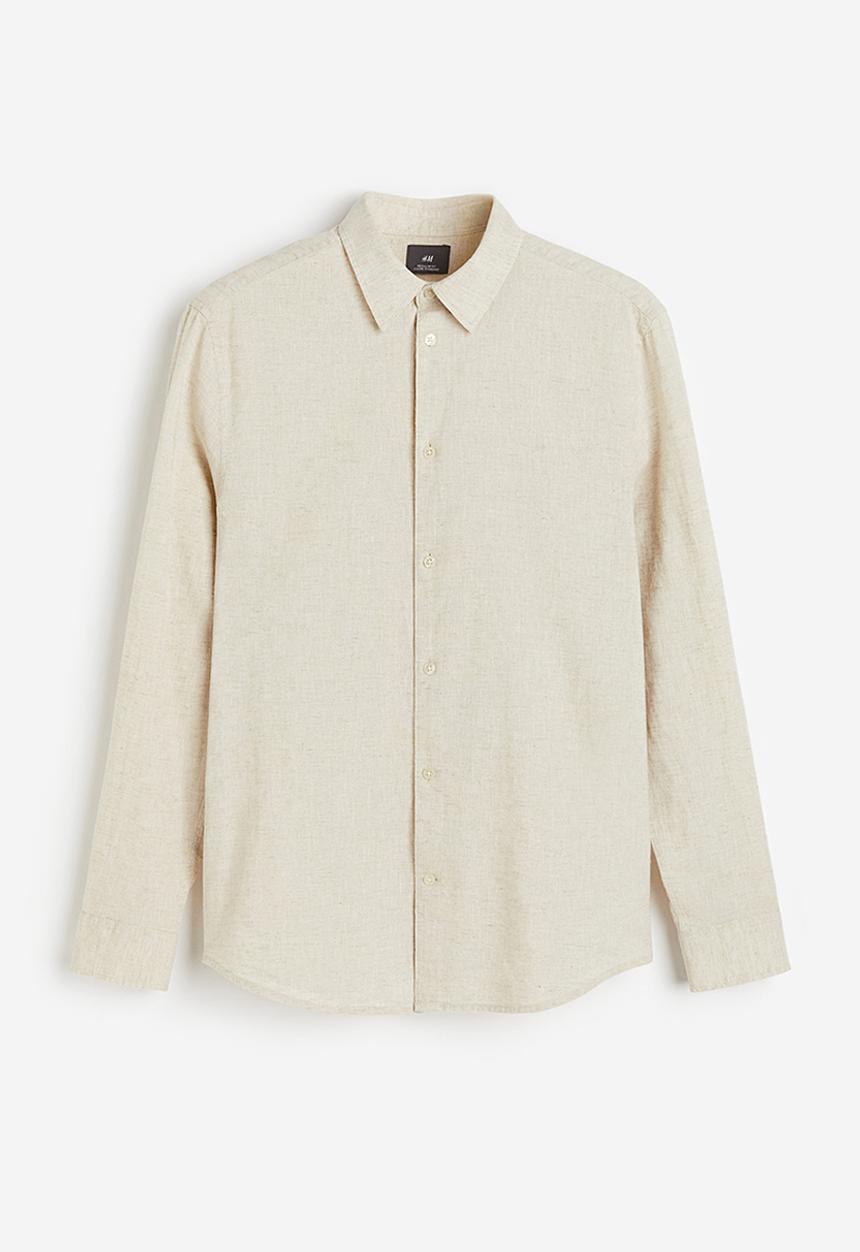 H&M - Regular fit linen-blend shirt - beige