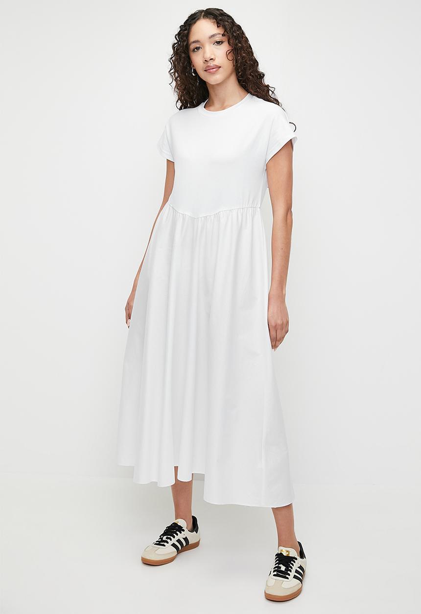 Superbalist - Combo fit & flare midi dress - white