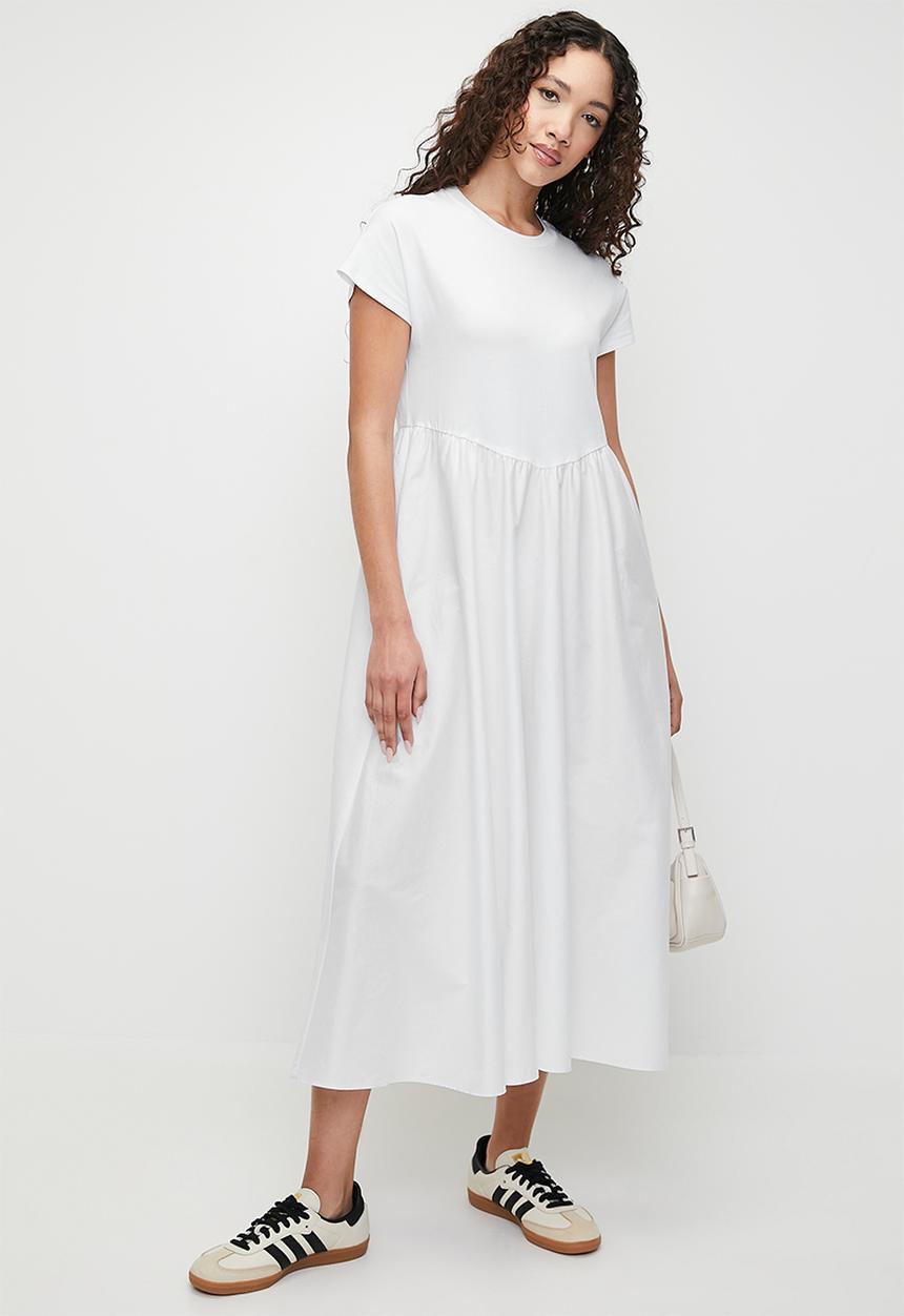 Superbalist - Combo fit & flare midi dress - white