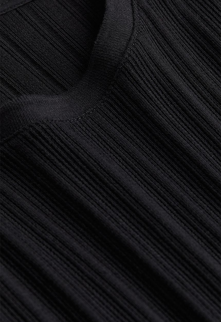 H&M - Regular fit pointelle-knit T-shirt - black