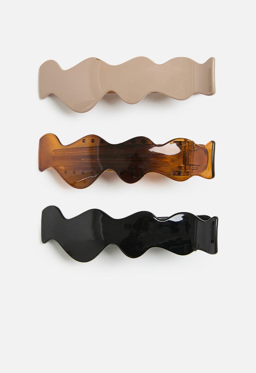 Me&B - The Wavey Neutral side clip set of three - multi