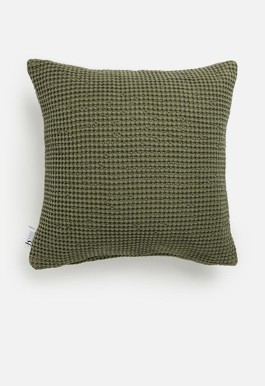 Sixth Floor - Waffles cushion cover - green