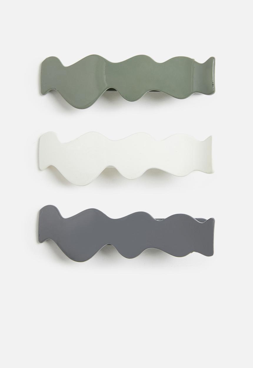 Me&B - The Wavey seafoam side clip set of three - multi