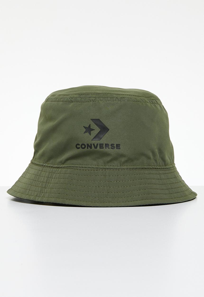 Converse - Star chevron logo reversible bucket hat - green & black