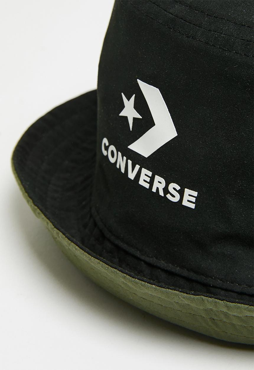 Converse - Star chevron logo reversible bucket hat - green & black