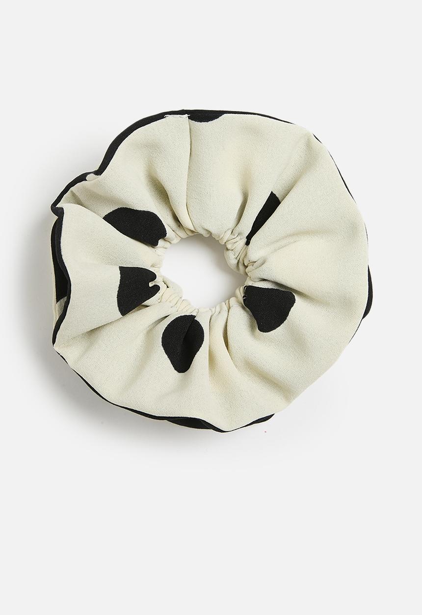 Me&B - Double Scrunchie - Cream & Black Spot