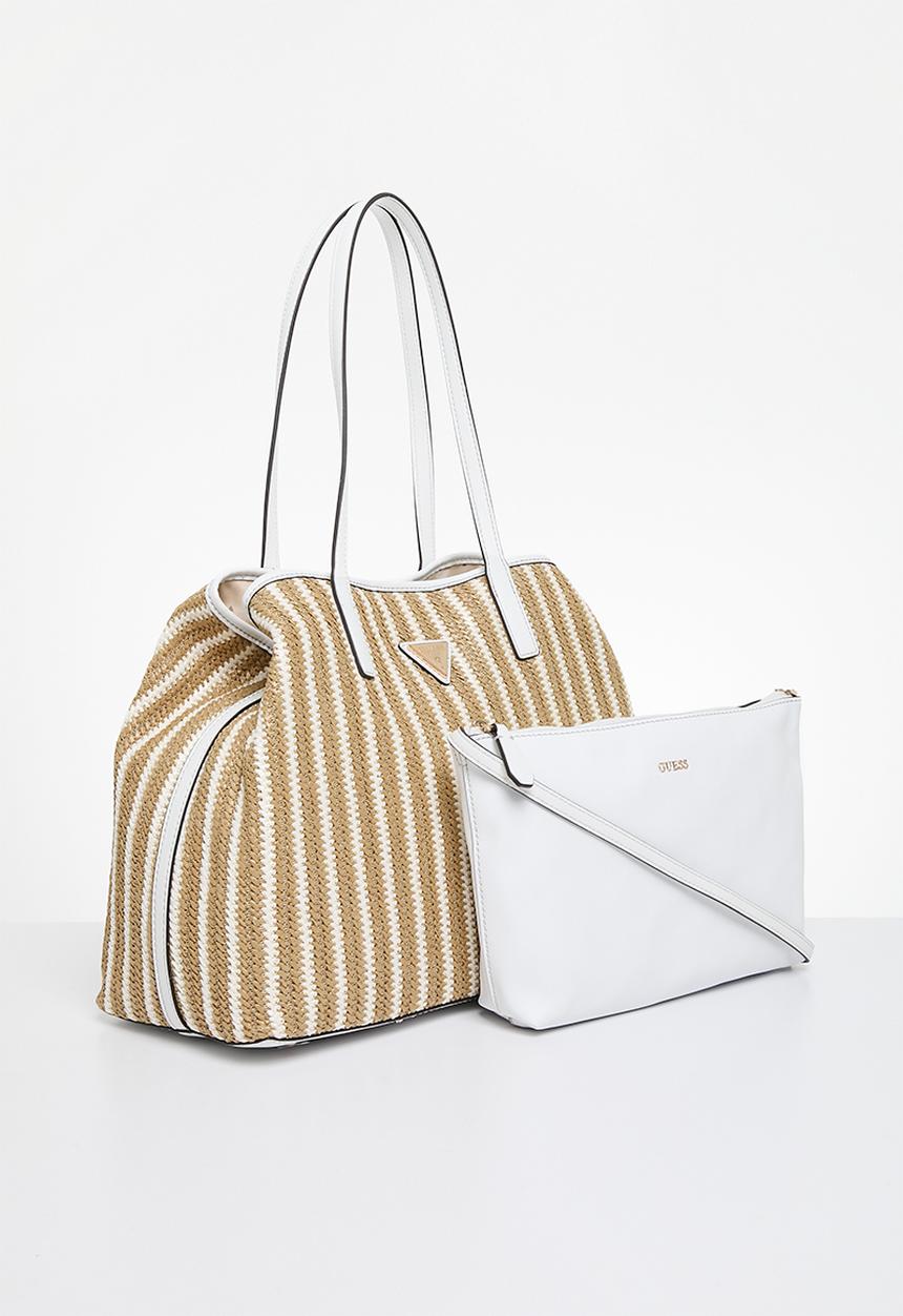 GUESS - Vikky ii large 2 in 1 tote - neutral & white