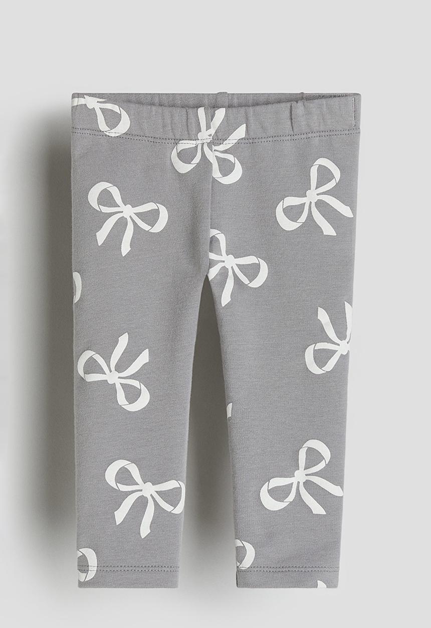 H&M - Brushed-inside leggings - grey bows