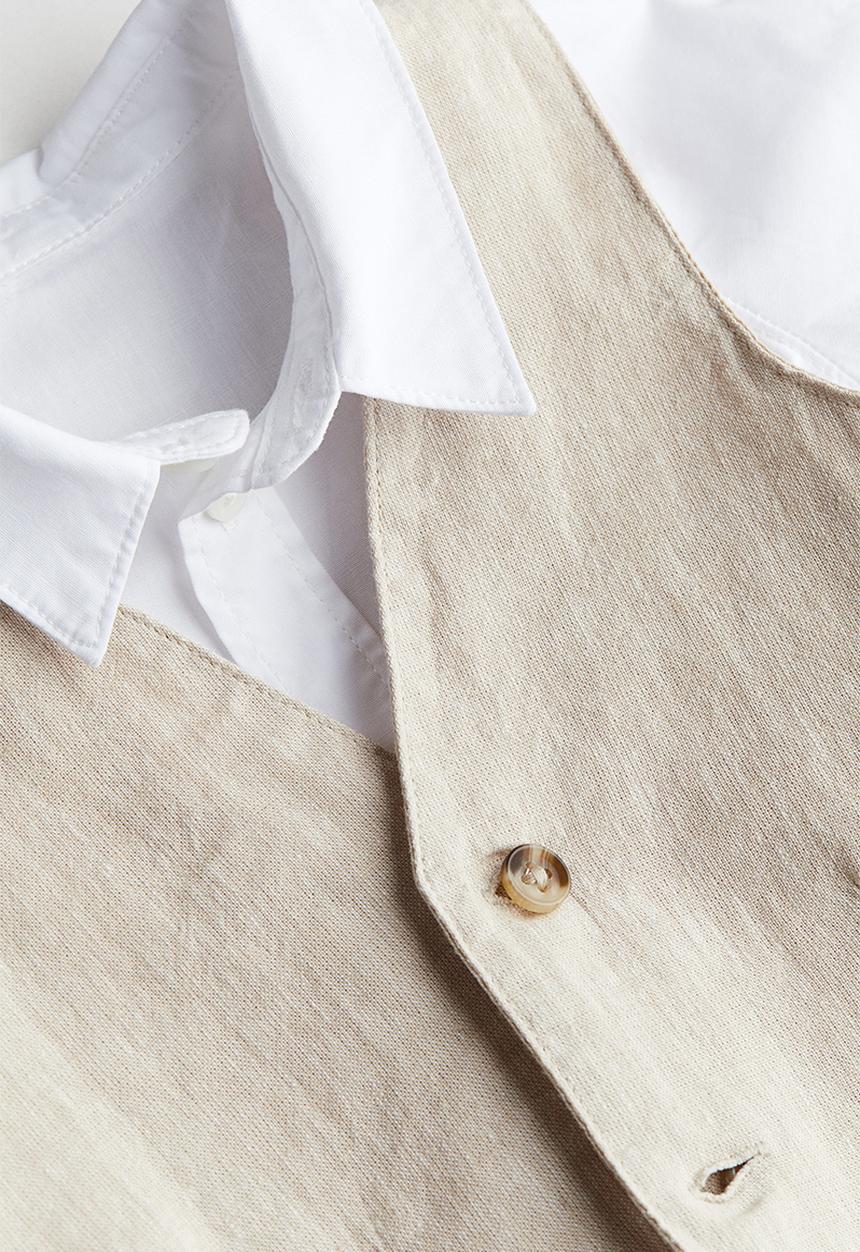 H&M - 3-Piece linen-blend set - light beige 