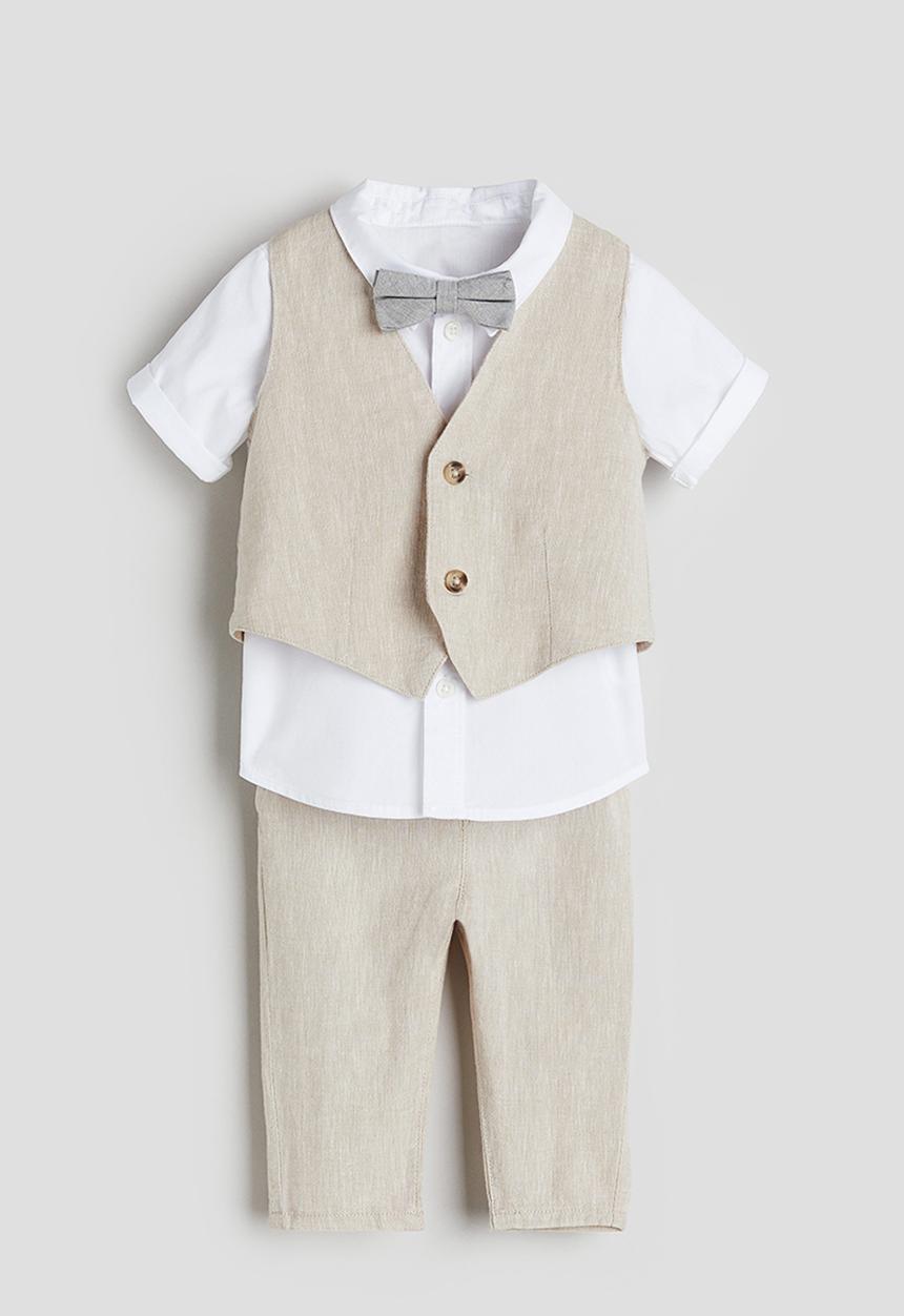 H&M - 3-Piece linen-blend set - light beige 