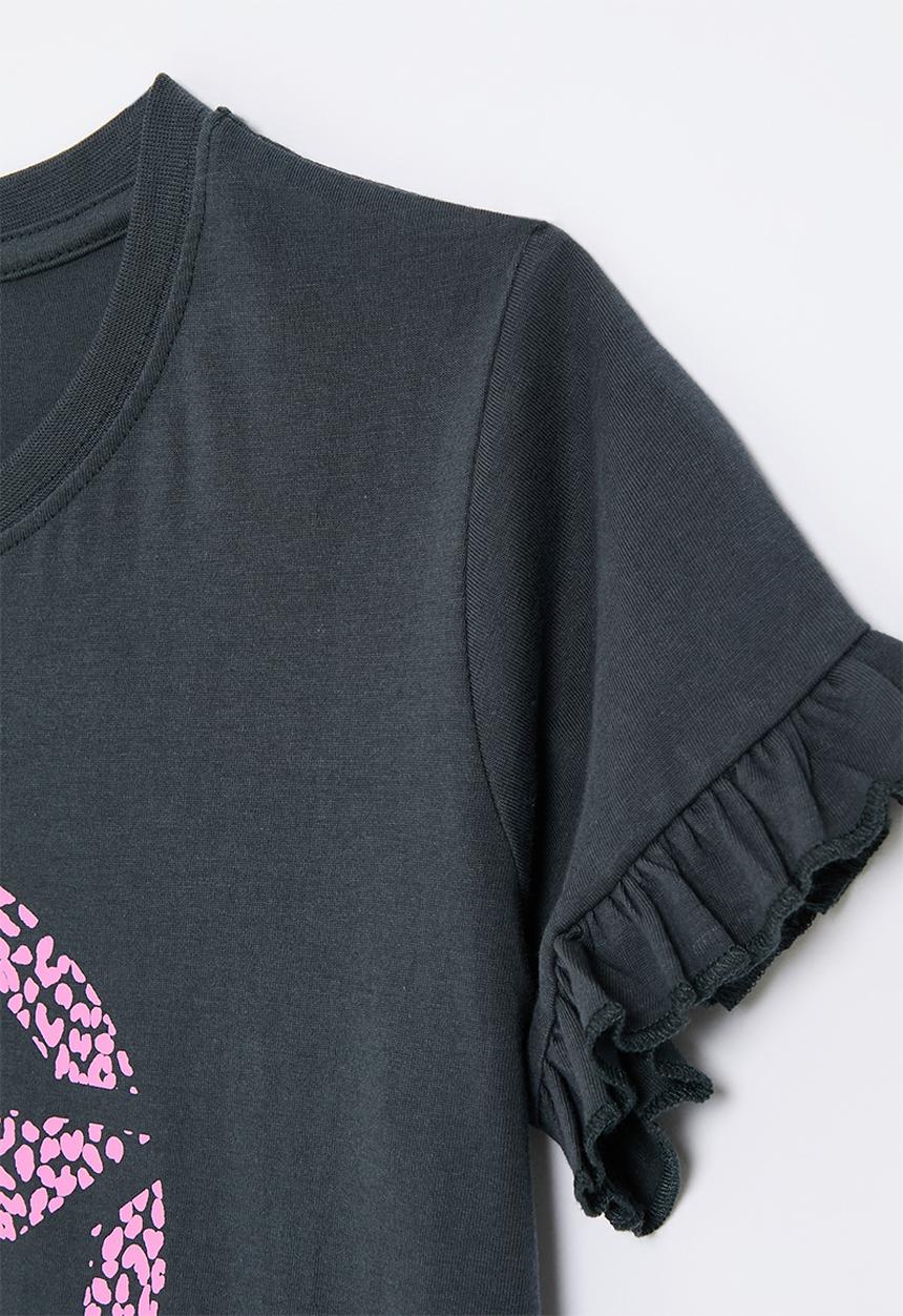 JEEP - Frill sleeve star tee - french navy