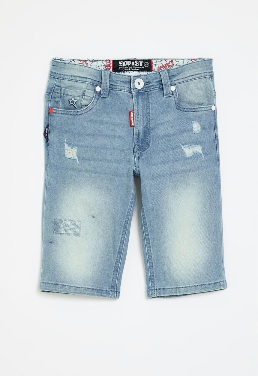 SOVIET - Boys denim short - ice blue
