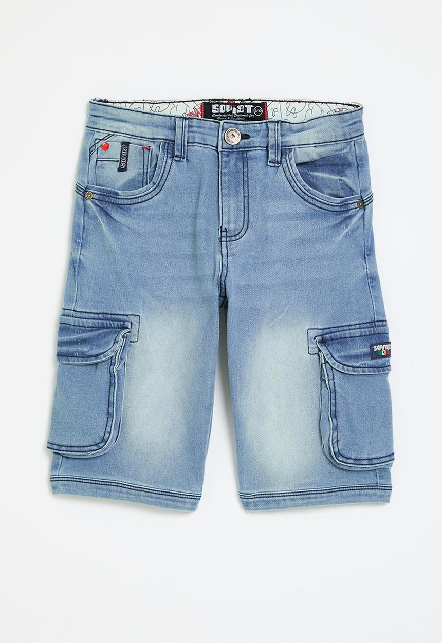 SOVIET - Boys denim short - light indigo