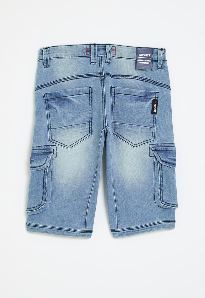 SOVIET - Boys denim short - light indigo