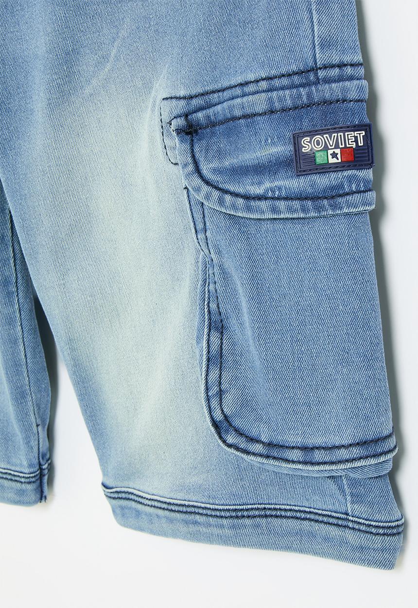 SOVIET - Boys denim short - light indigo