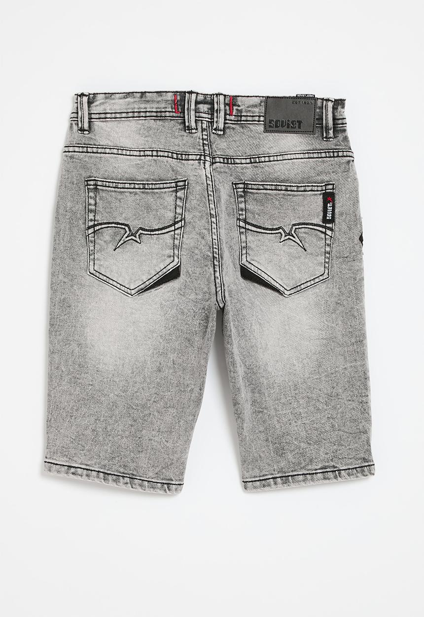 SOVIET - Boys denim short - grey marble