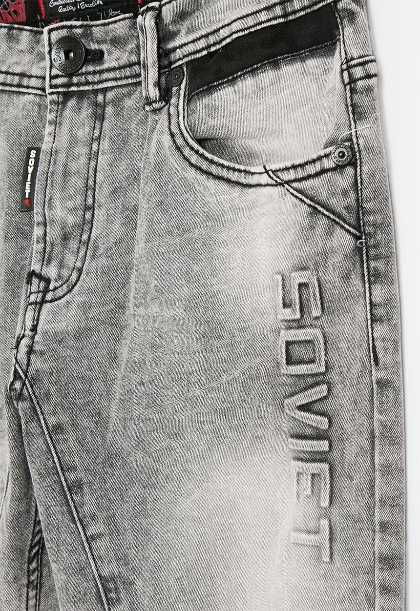 SOVIET - Boys denim short - grey marble