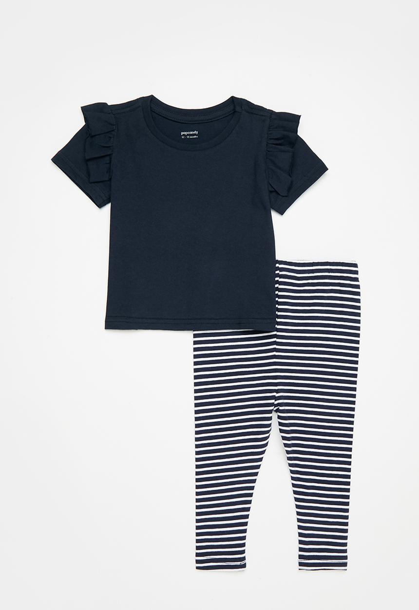 Pop Candy - Frill tee & legging set - navy 