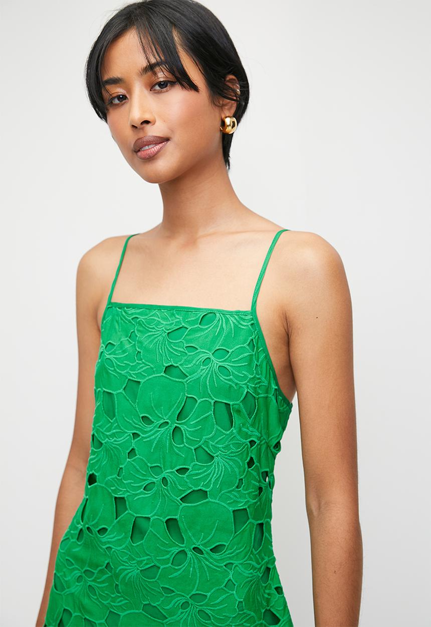 Superbalist - Anglaise slip dress - green