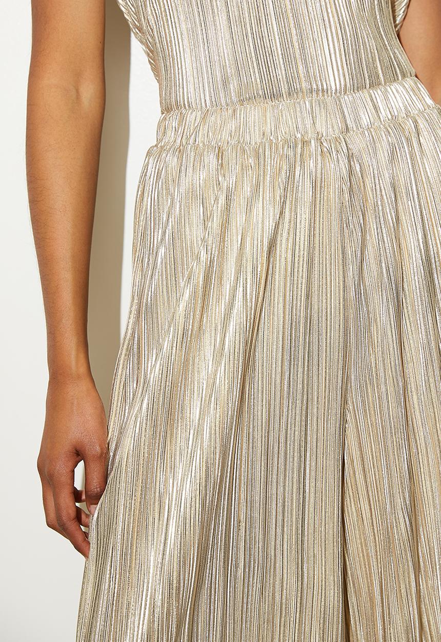 VELVET - Co-ord pleated wide leg - gold