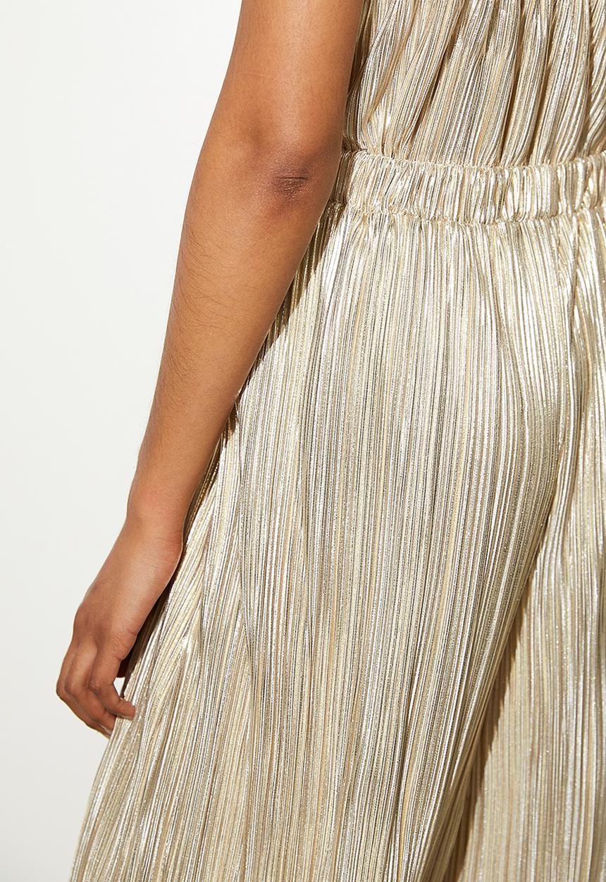 VELVET - Co-ord pleated wide leg - gold