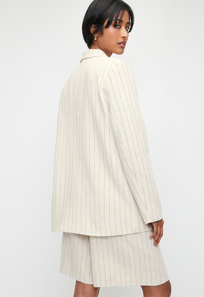 Superbalist - Co-ord linen blend blazer - ecru stripe