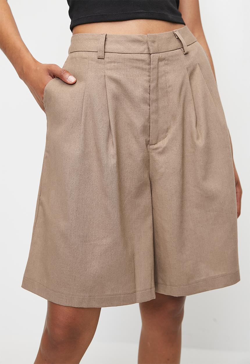 Superbalist - Co-ord linen blend walk shorts - taupe