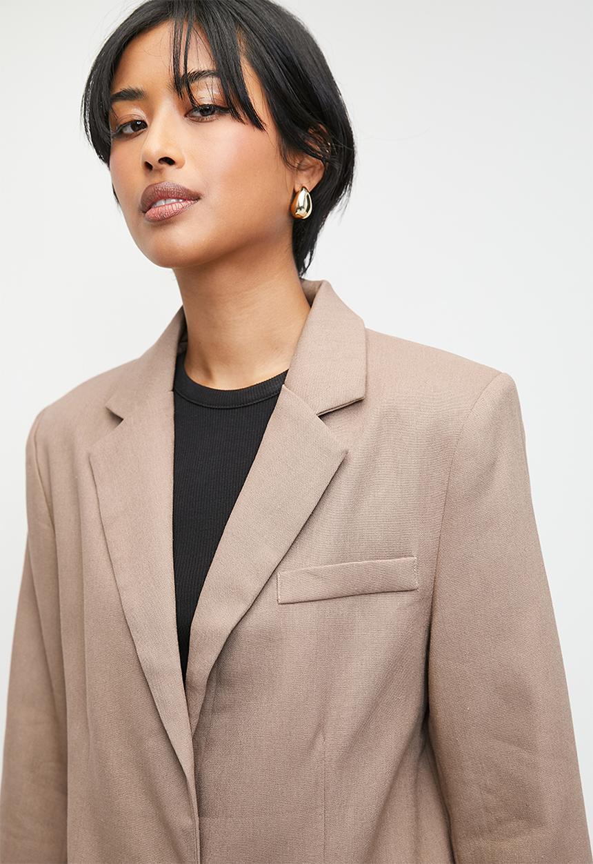 Superbalist - Co-ord linen blend blazer - taupe