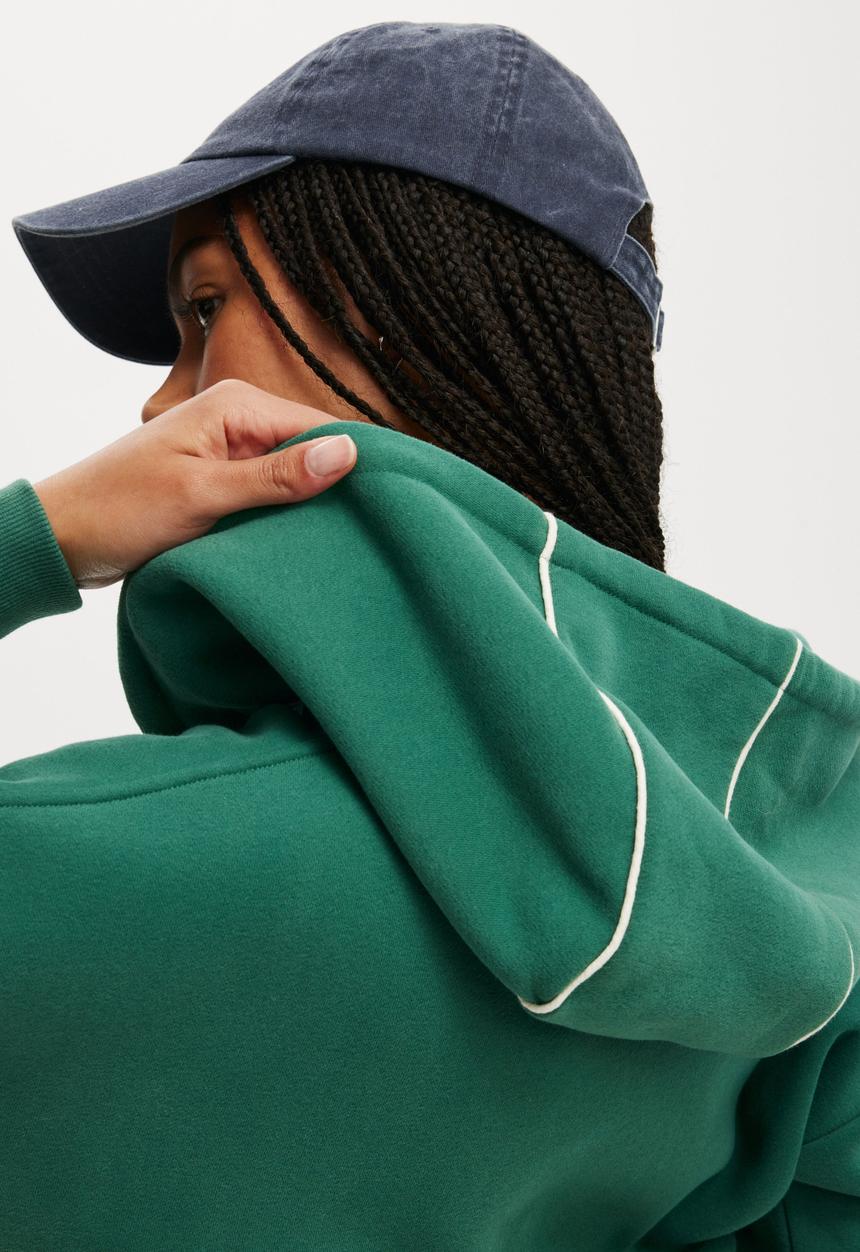 Cotton On - Plush Essential Cropped Zip Through - Sporty Green