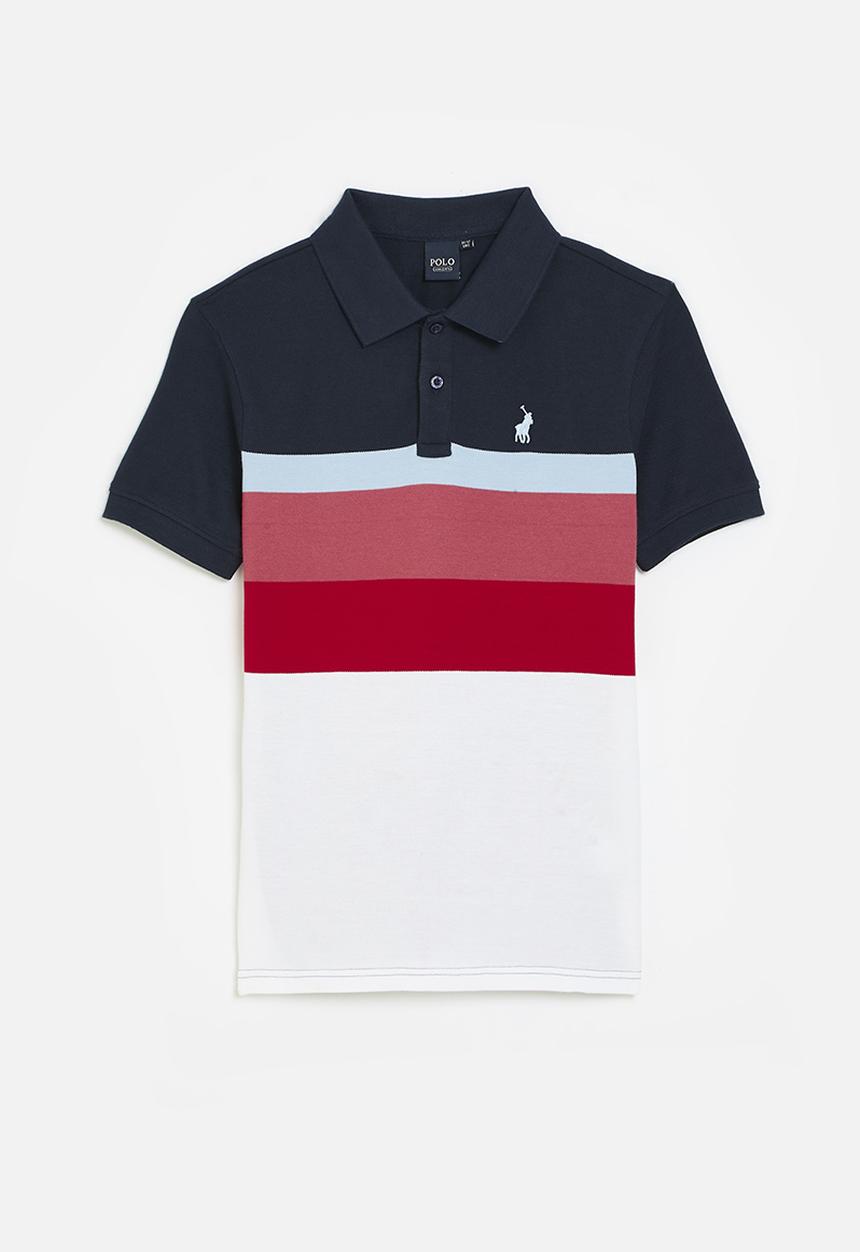 POLO - Boys warren striped short sleeve golfer - multi