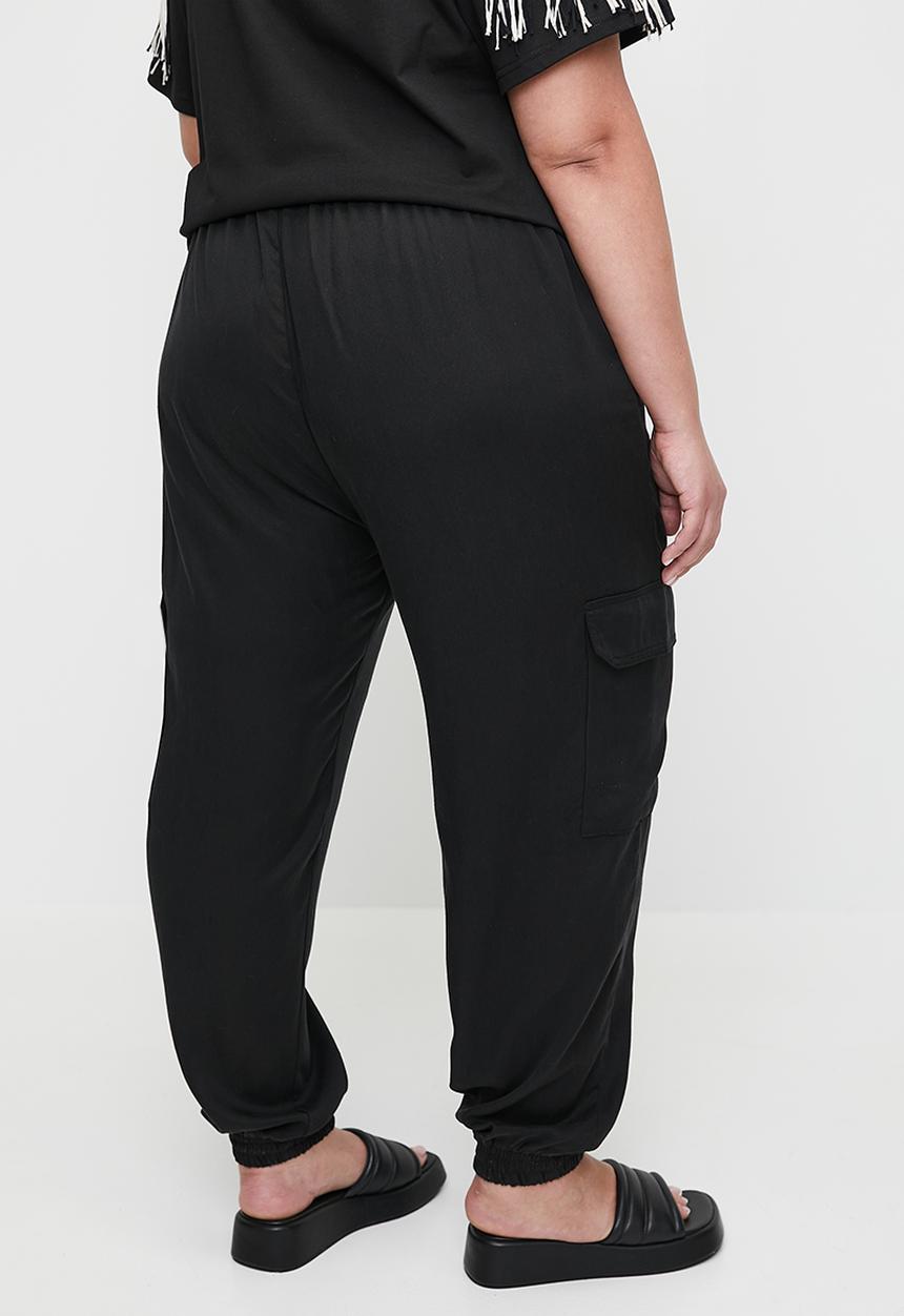 Me&B - Plus Elasticated Cargo Pants - Black