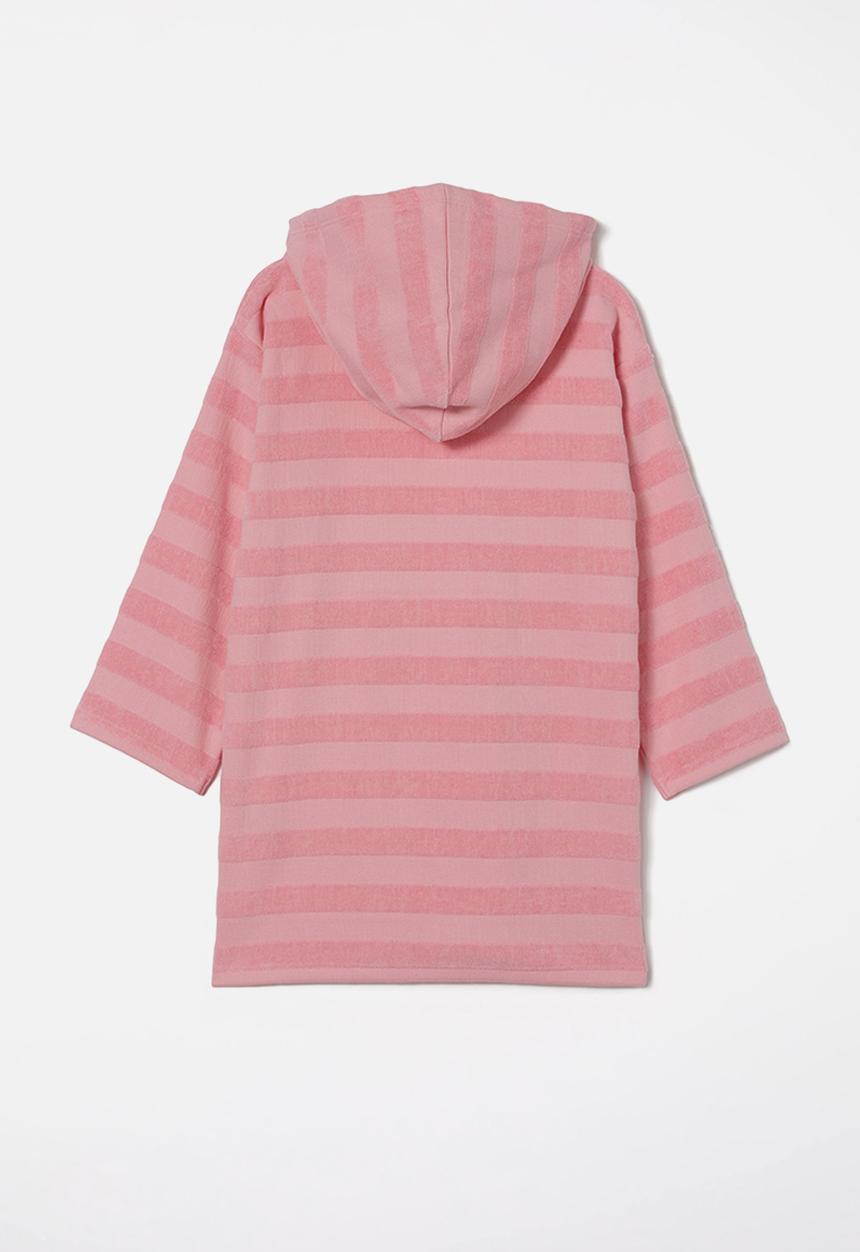 Cotton On - Kids zip thru hooded towel - bubblegum pop/jacquard stripe