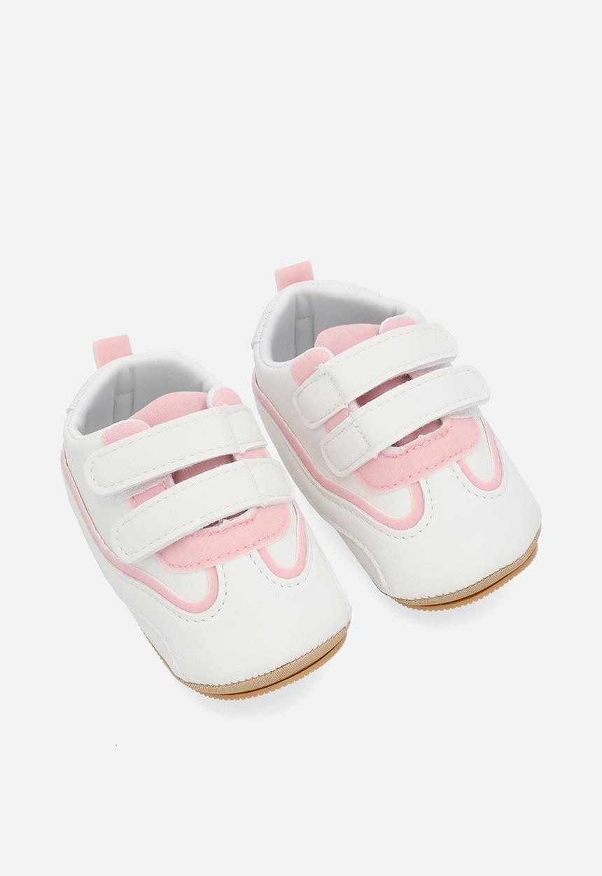 Pop Candy - Twin velcro strap sneakers - pink & white