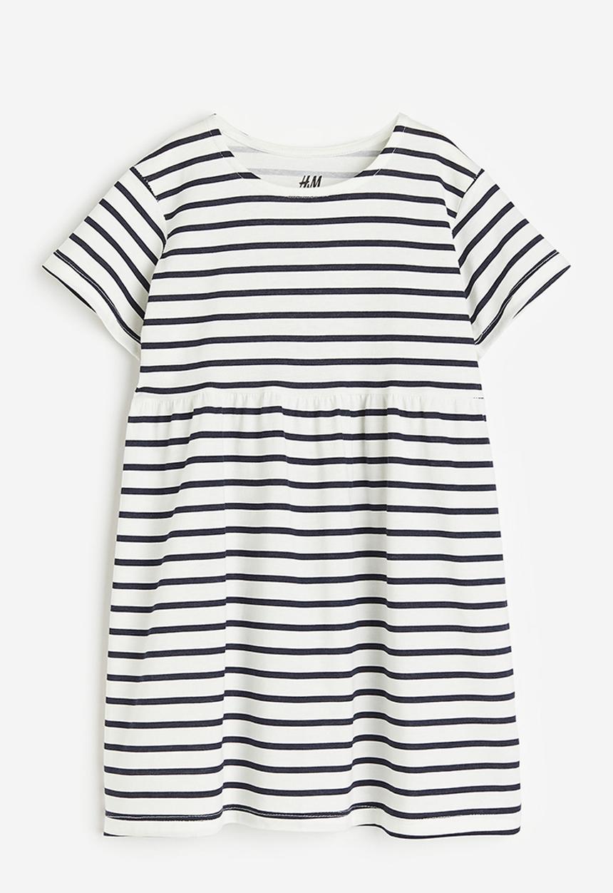 H&M - Cotton jersey dress - white/striped