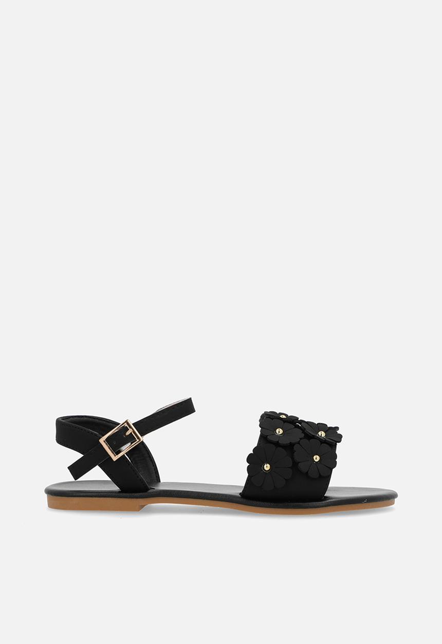 Pop Candy - Flower décor sandals - black