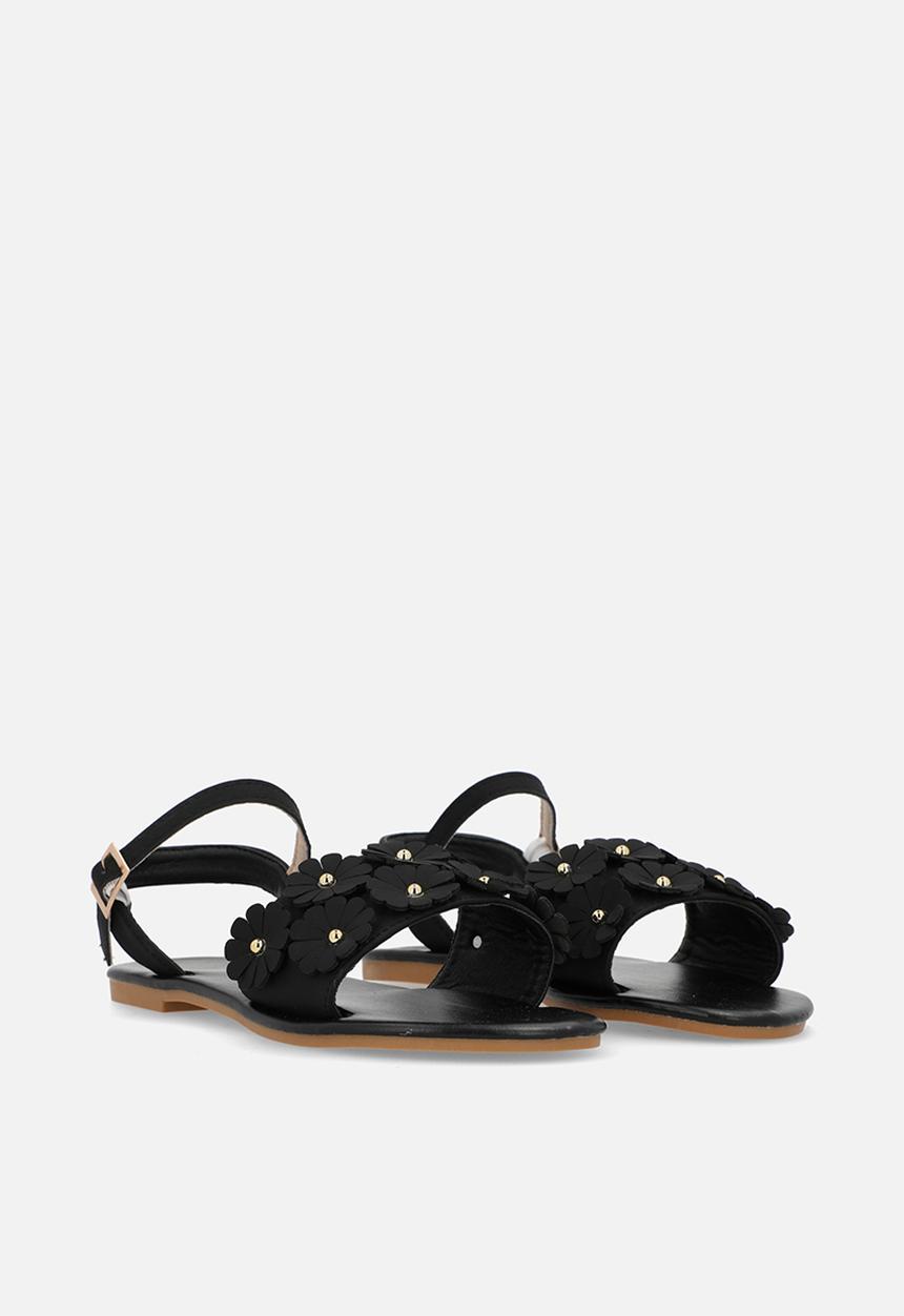 Pop Candy - Flower décor sandals - black