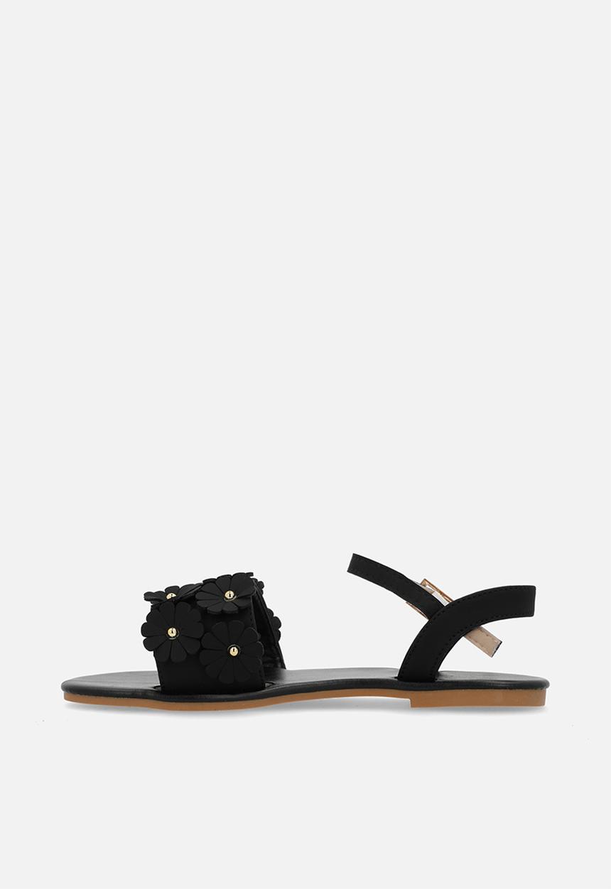 Pop Candy - Flower décor sandals - black