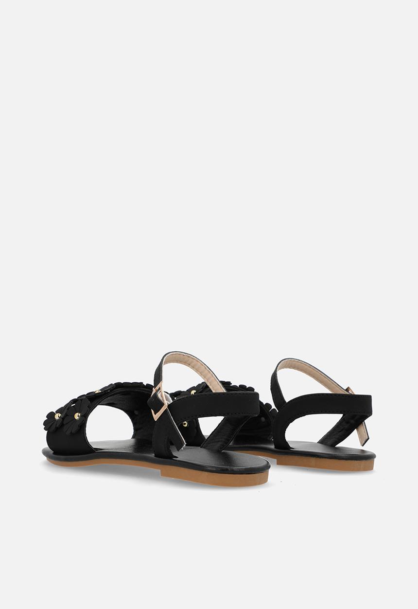 Pop Candy - Flower décor sandals - black