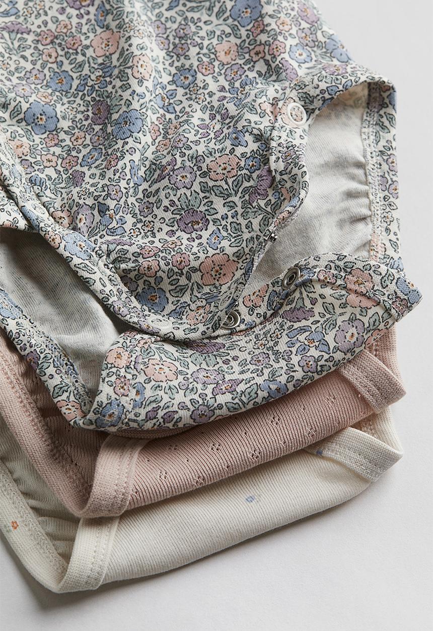 H&M - 3 pack wrapover bodysuits - pink floral