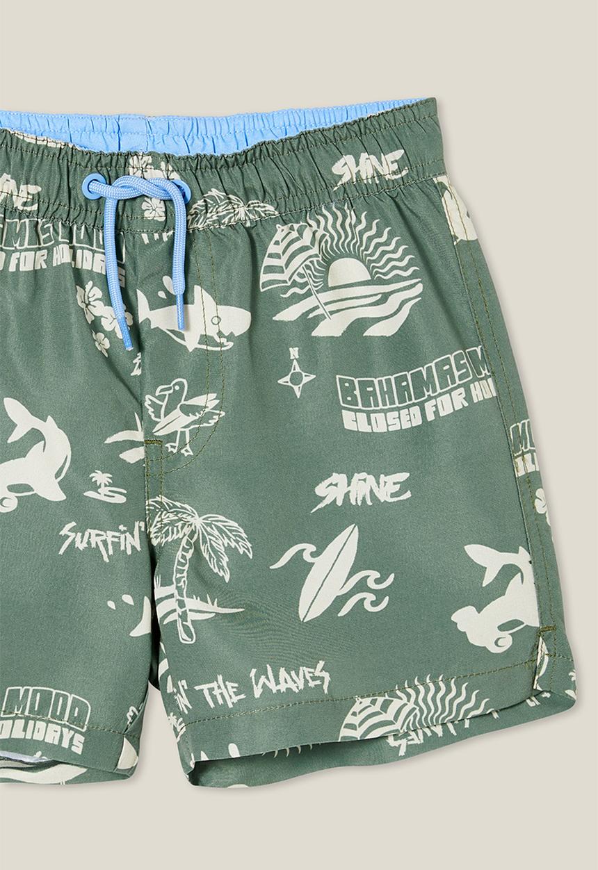 Cotton On - Bailey board short - swag green/rainy day shark