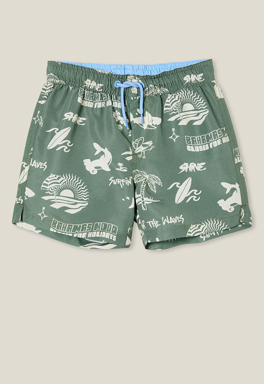 Cotton On - Bailey board short - swag green/rainy day shark