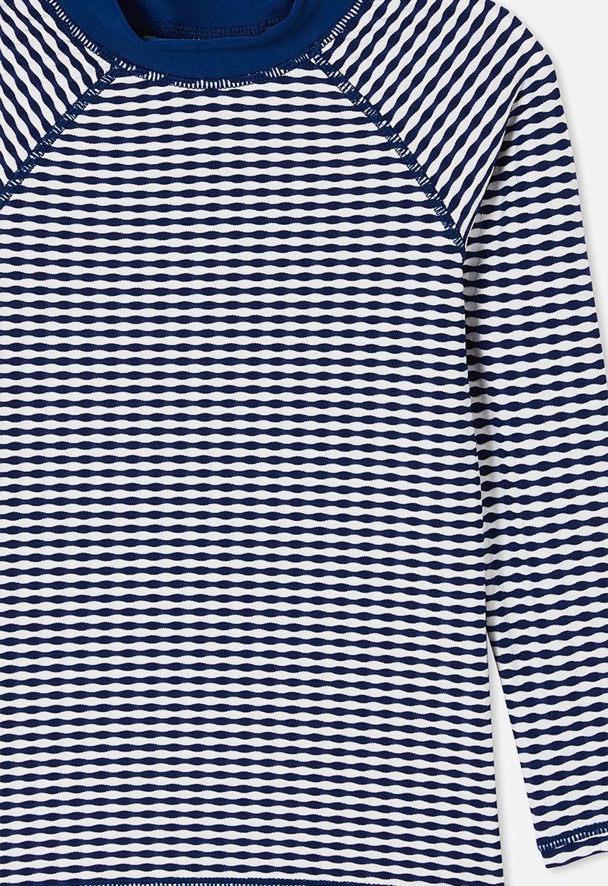 Cotton On - Flynn long sleeve raglan rash vest - in the navy/texture stripe