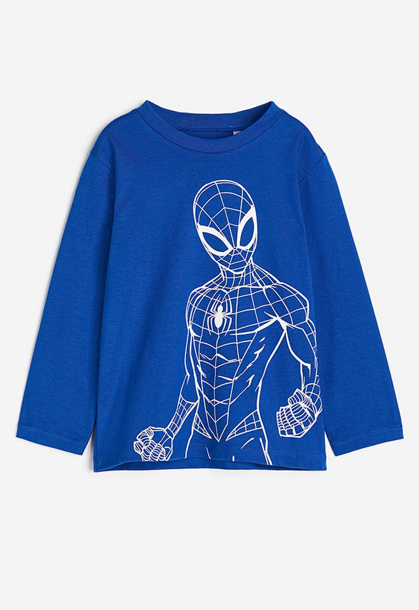 H&M - Printed long-sleeved t-shirt - bright blue spider-man