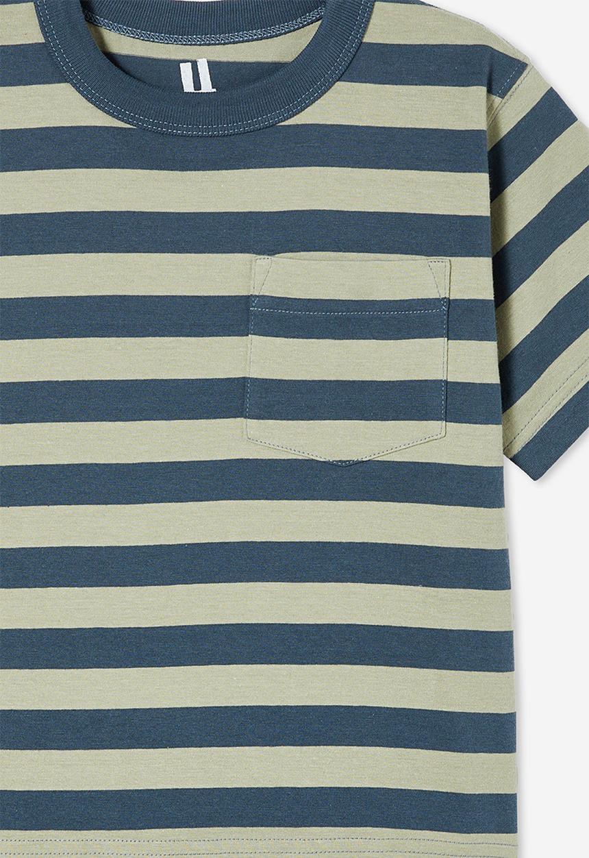 Cotton On - The essential short sleeve tee - stargazer/deep sage stripe