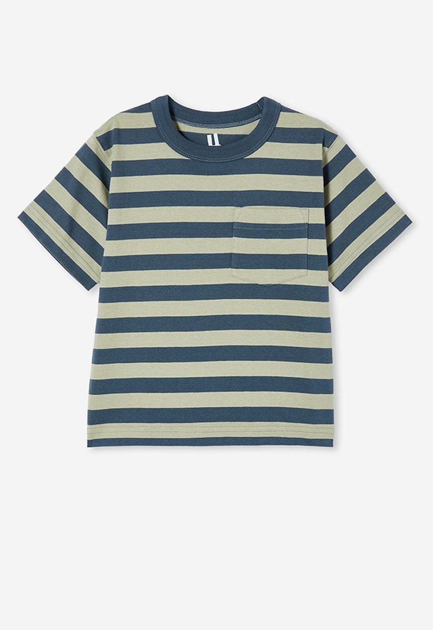 Cotton On - The essential short sleeve tee - stargazer/deep sage stripe