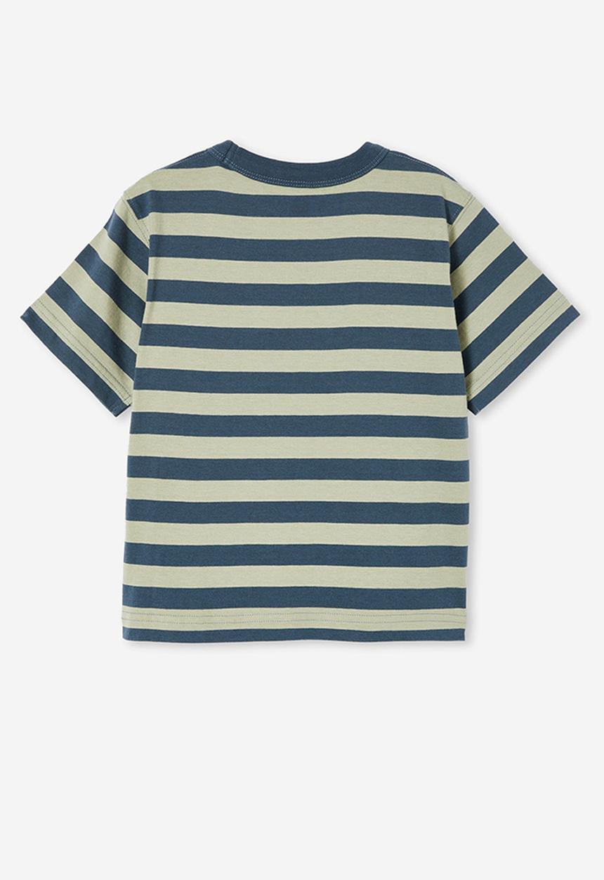 Cotton On - The essential short sleeve tee - stargazer/deep sage stripe
