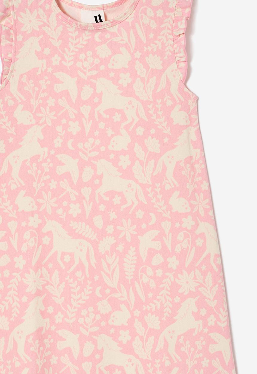 Cotton On - Madison short sleeve long length flutter nightie - blush pink/ unicorn fields