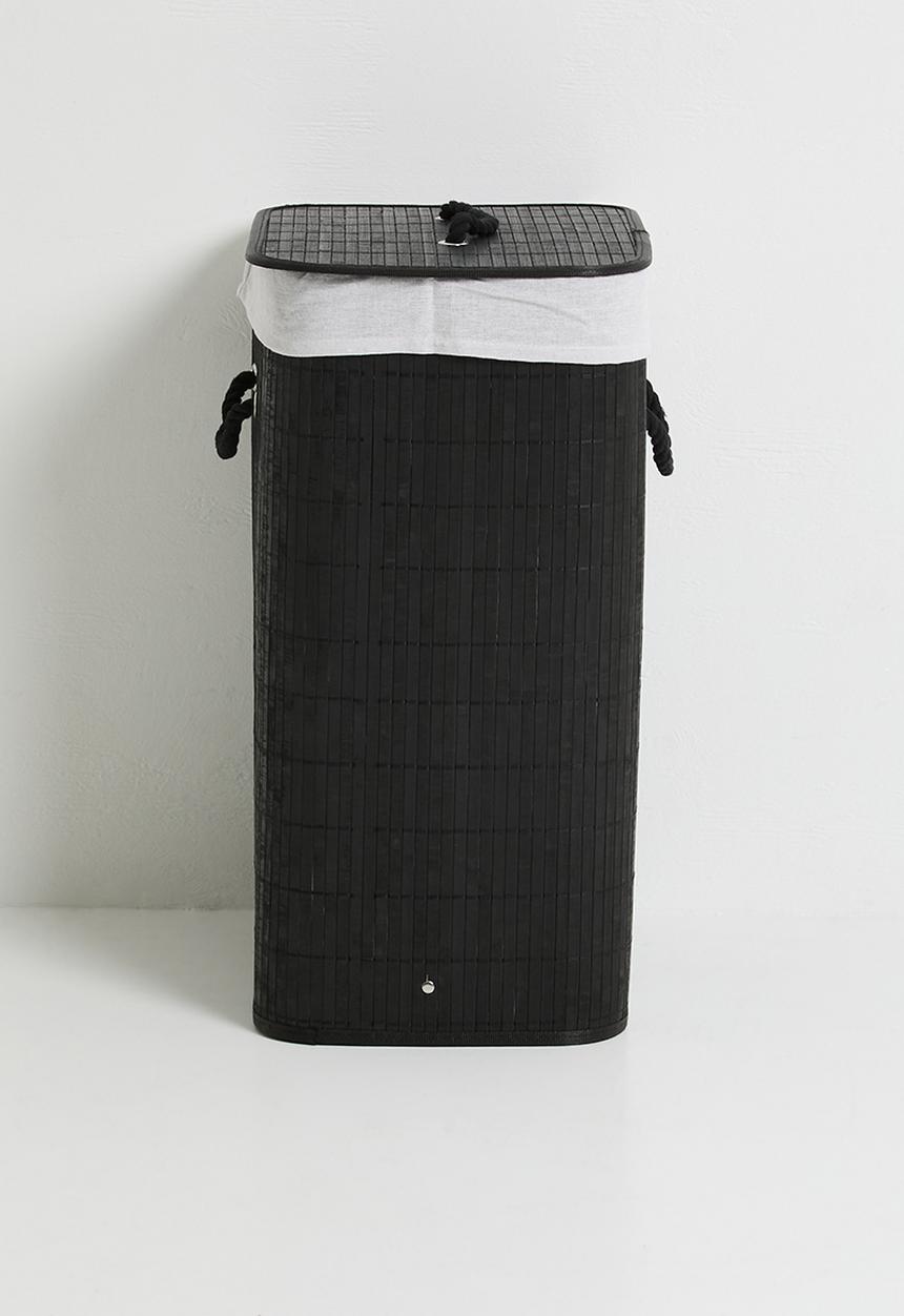 Bathroom Solutions - Bamboo Laundry Basket Black