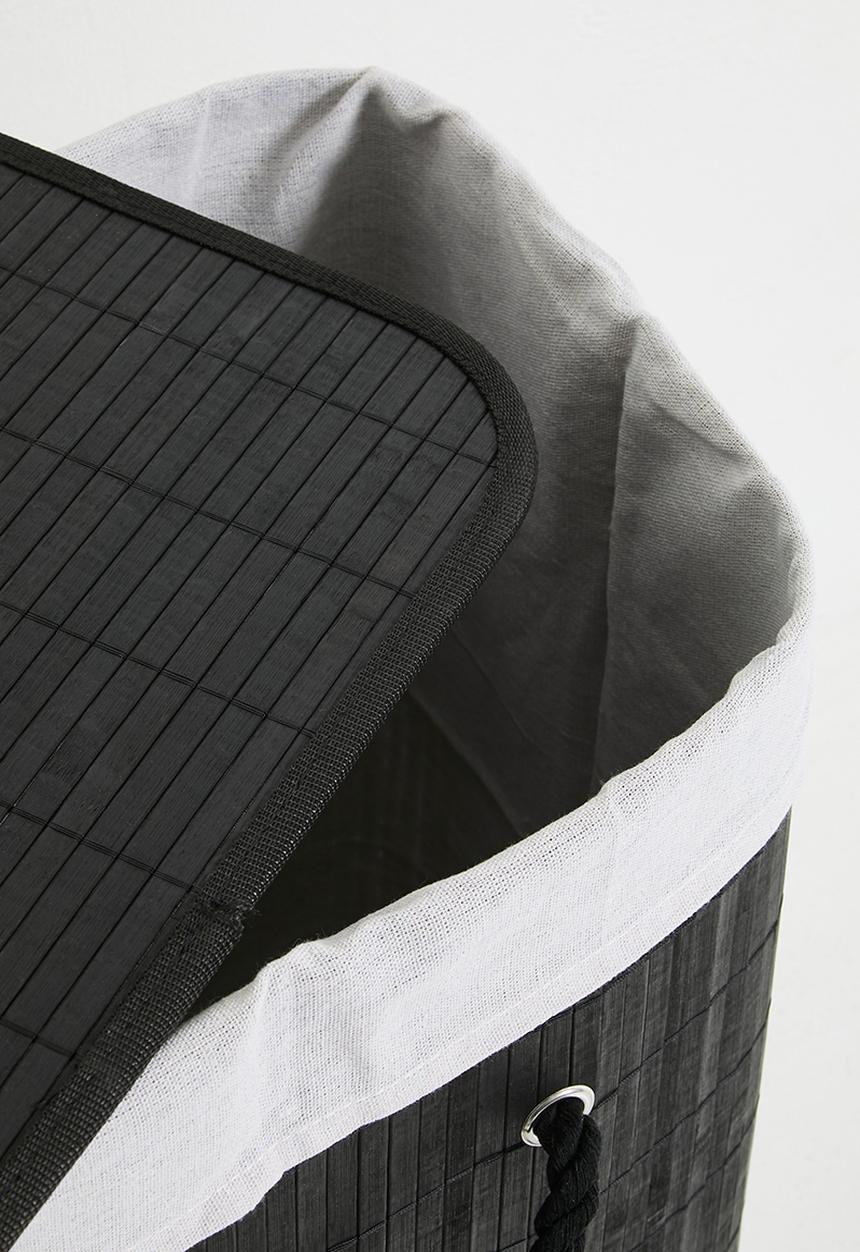 Bathroom Solutions - Bamboo Laundry Basket Black