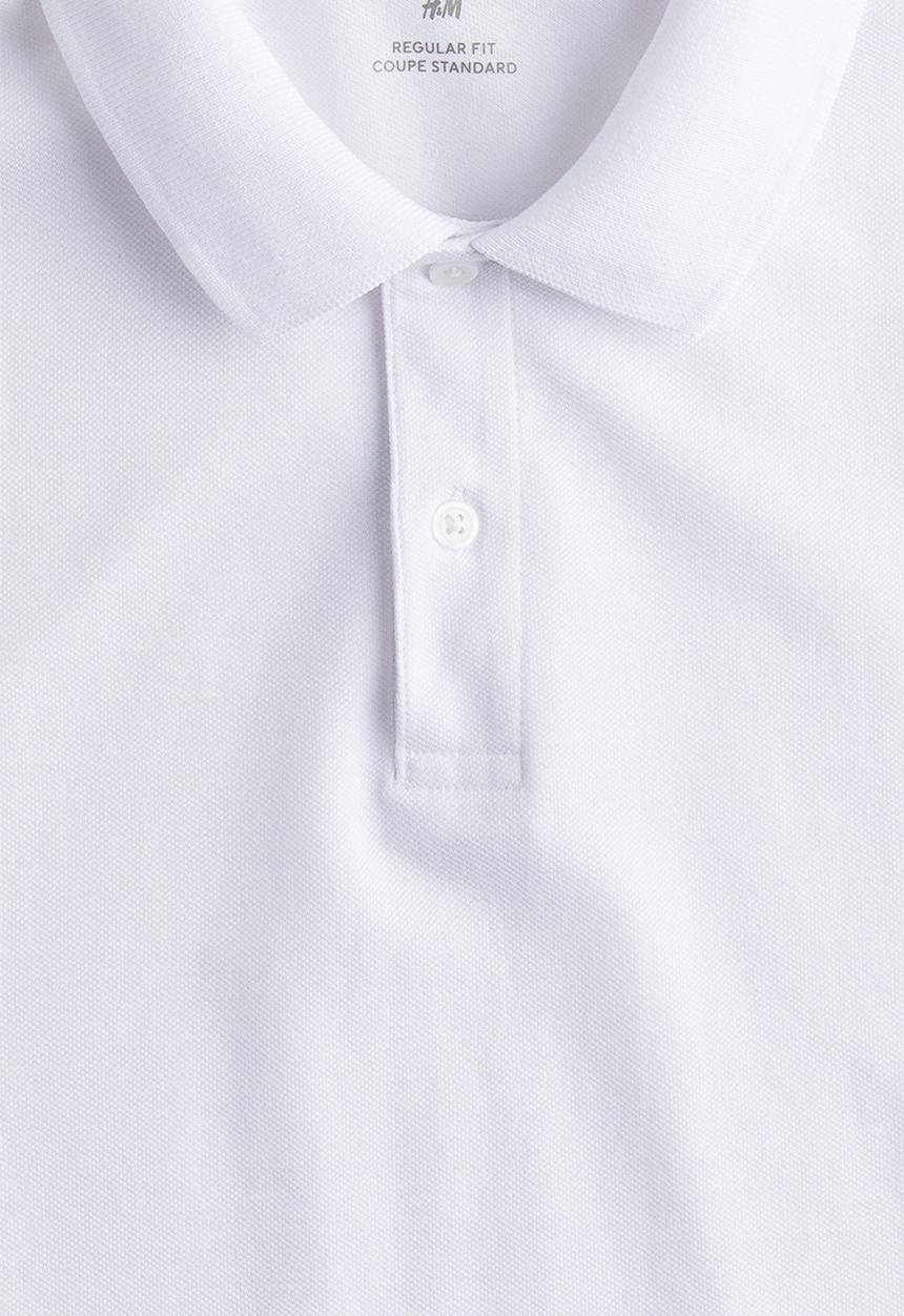 H&M - Regular fit piqué polo shirt - white